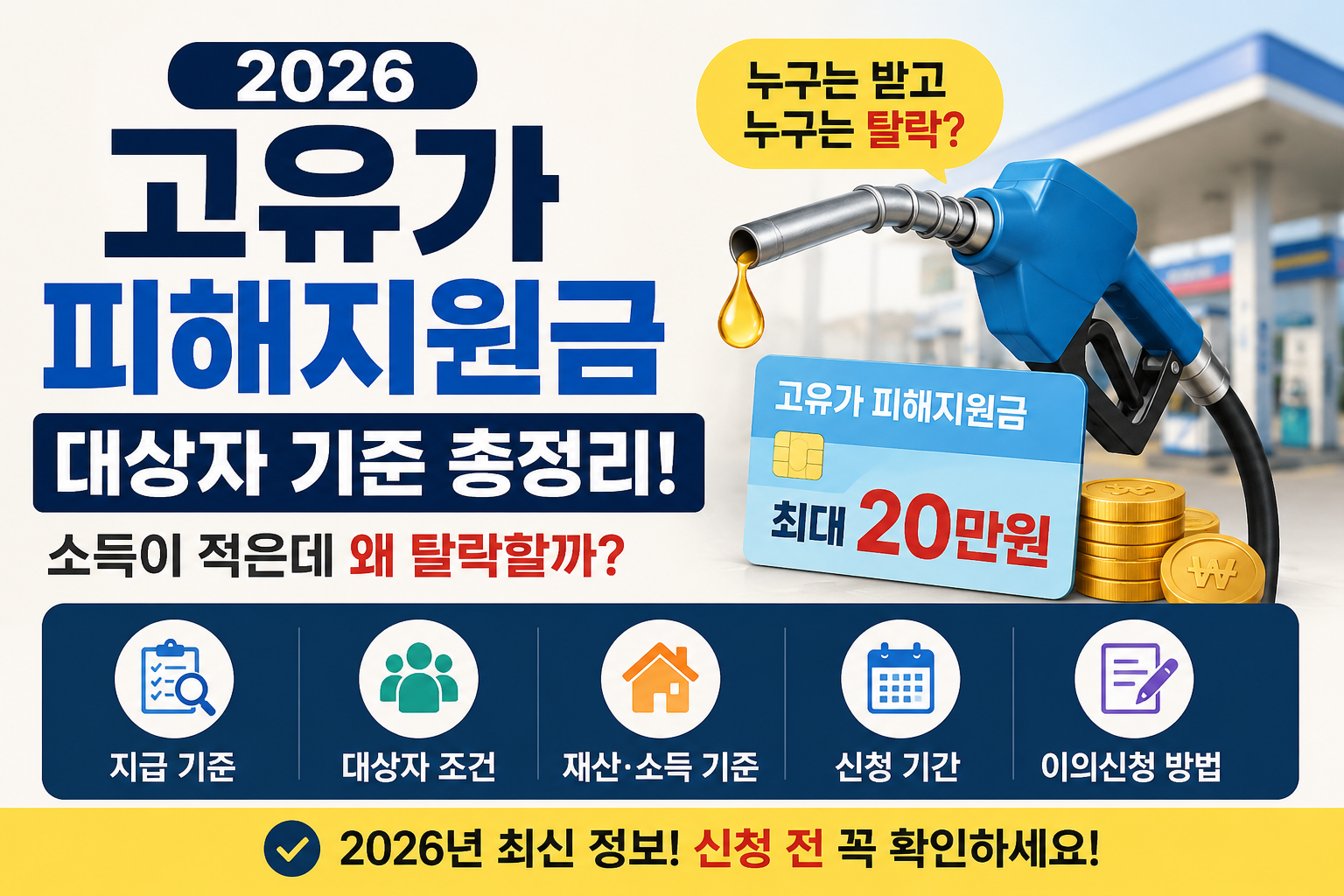 2026 고유가 피해지원금 대상자 기준 총정리